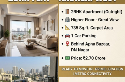Broker Flats | 2 BHK Flat for Sale in Andheri West Near Apna Bazaar with Parking